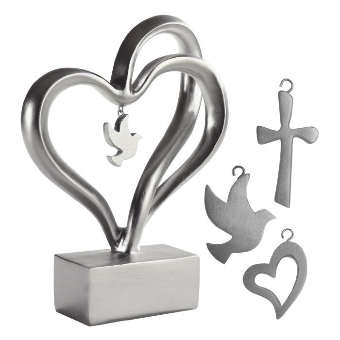 Design Skulptur - Silber Herz mit Anhängern