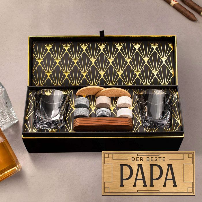 Whisky Set in edler Geschenkbox - Bester Papa
