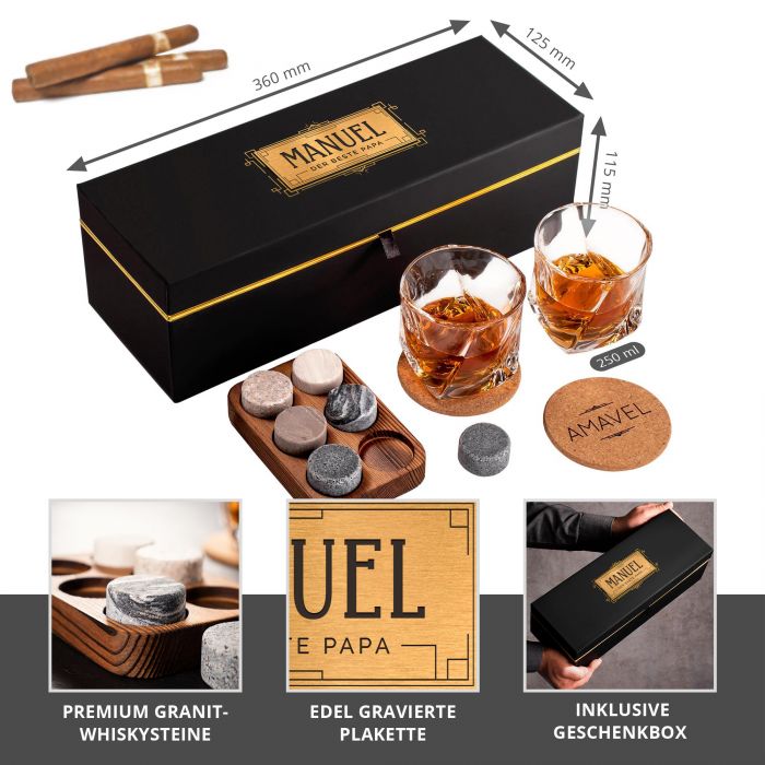 Whisky Set in personalisierter Geschenkbox - Bester Papa