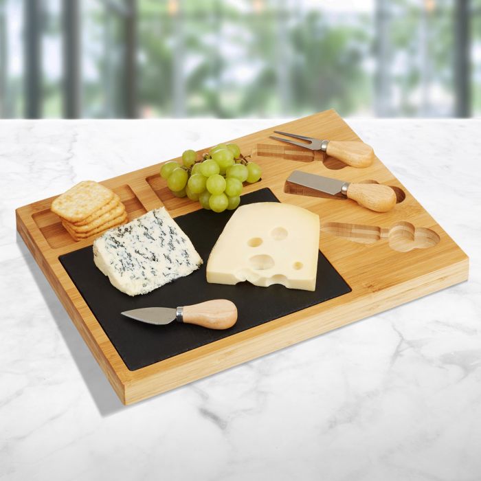 Käsebrett Set mit Servierplatte und Messern