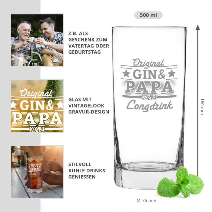 Cocktailglas mit Gravur für Papa - Gin