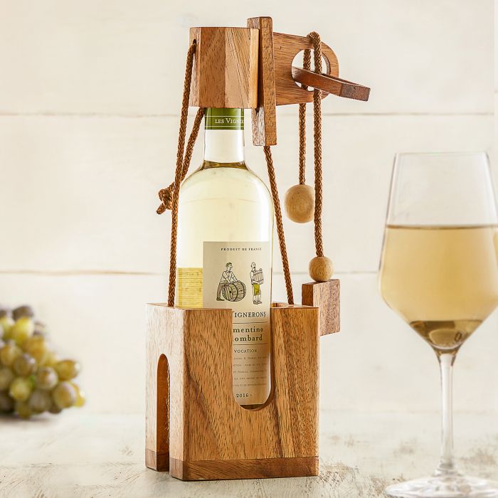 Puzzle casse-tte bouteille en bois prcieux - fonc