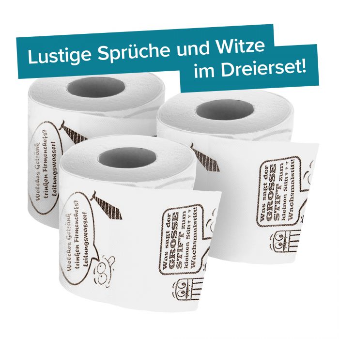 3er Set Bedrucktes Toilettenpapier WC Witze fürs Klosett