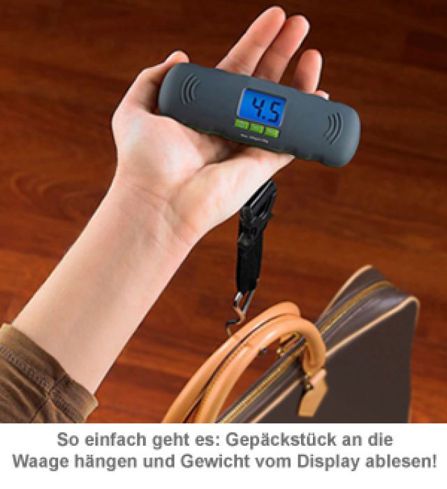 PEARL Digitale Kofferwaage Mit LCD Display | Bis 40kg Handwaage Für Reisegepäck