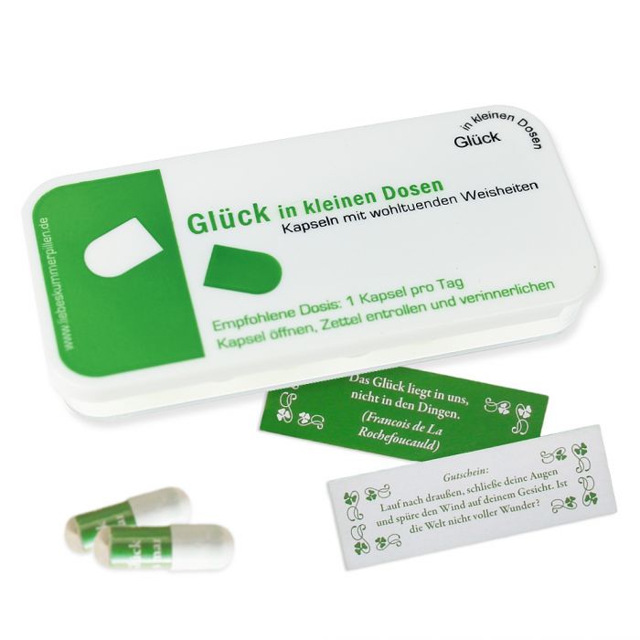 Glück in kleinen Dosen authentische Kapseln mit Glücksbotschaft
