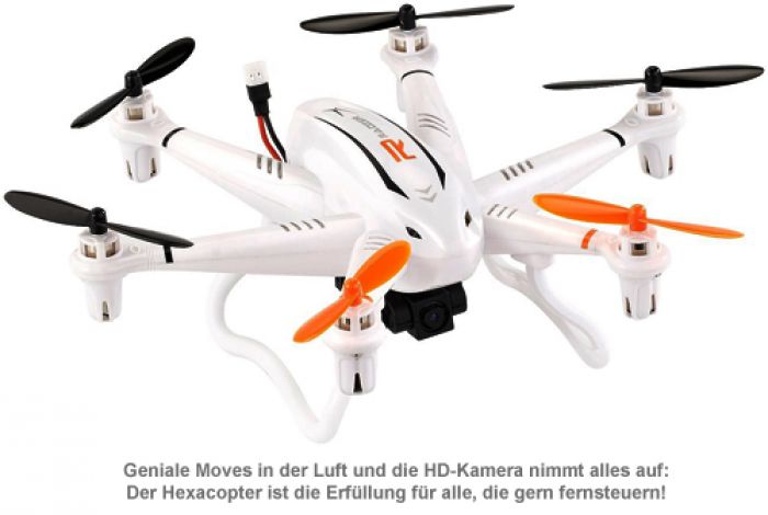 Hexacopter mit Fernsteuerung und HD-Kamera