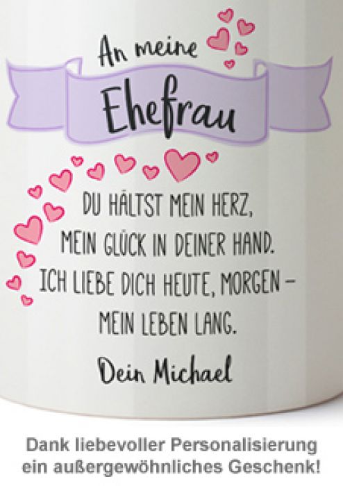 Personalisierte Tasse - Liebesgedicht Ehefrau mit Widmung