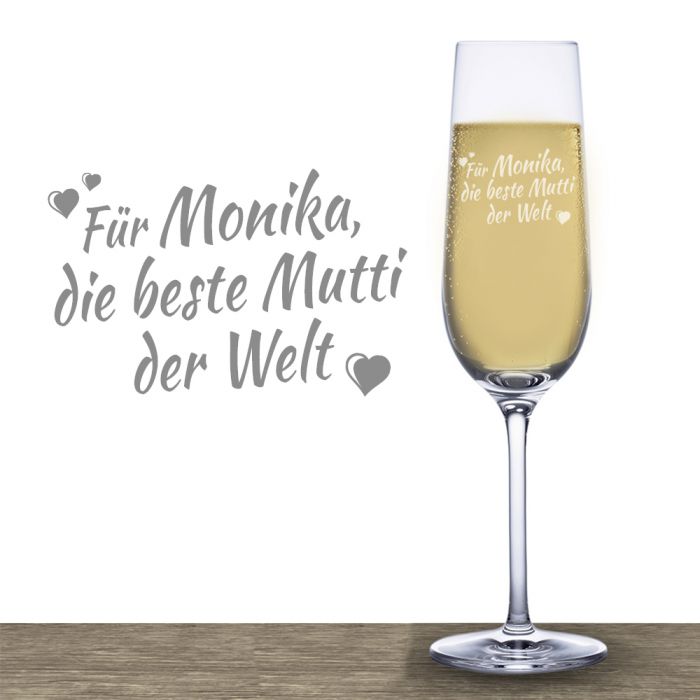 Flte  champagne avec gravure  Meilleure maman