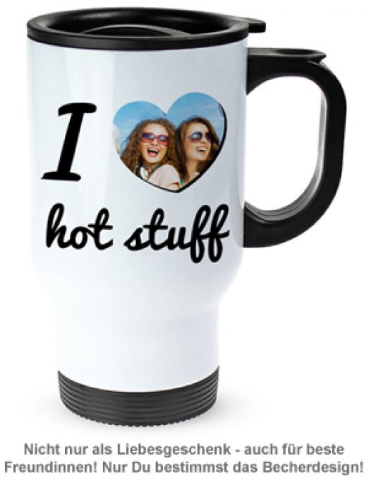 Thermobecher personalisiert mit Deinem Foto und I Love Druck