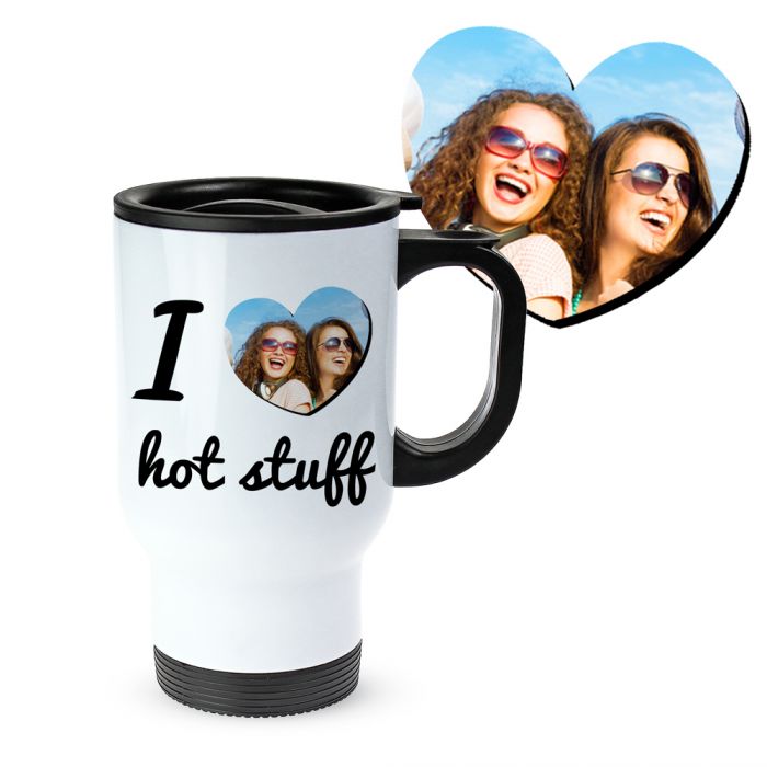 Thermobecher personalisiert mit Deinem Foto und I Love Druck