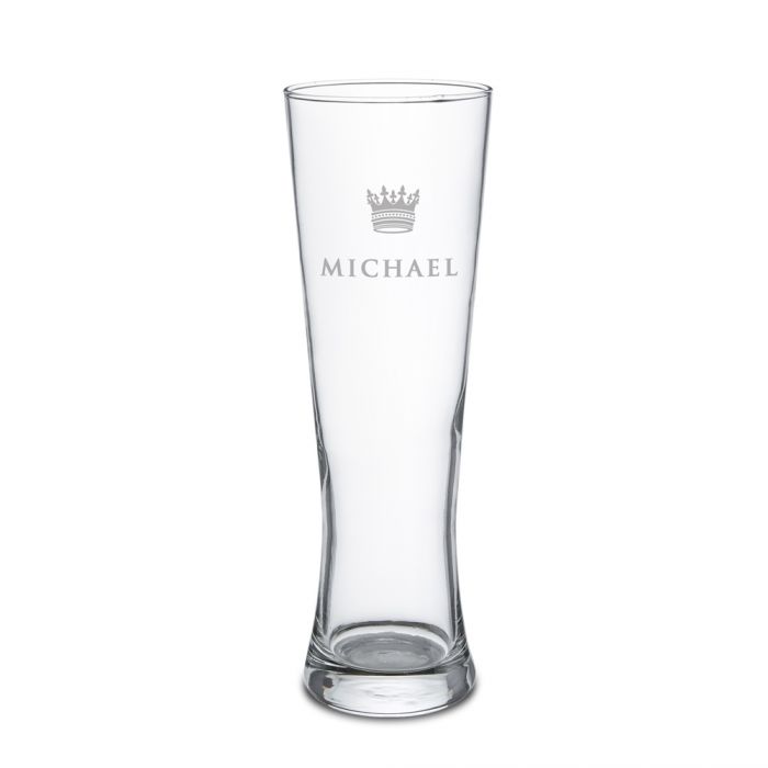 Verre  bire blanche avec gravure - Couronne de roi