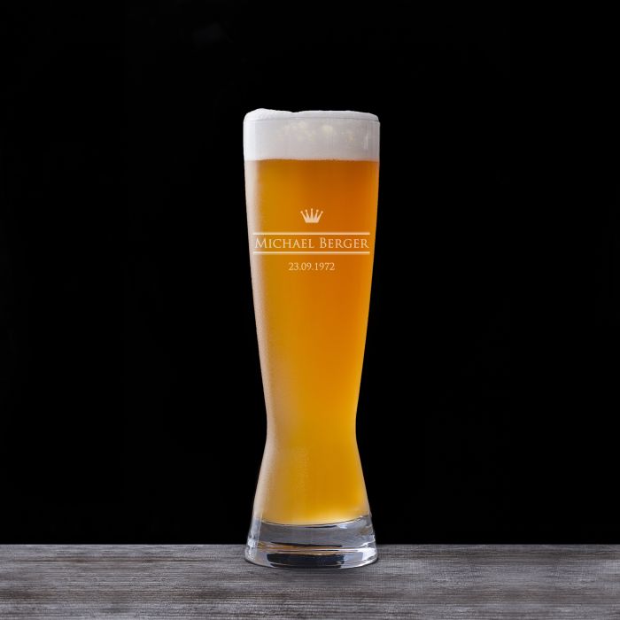 Verre  bire blanche avec gravure - royal 