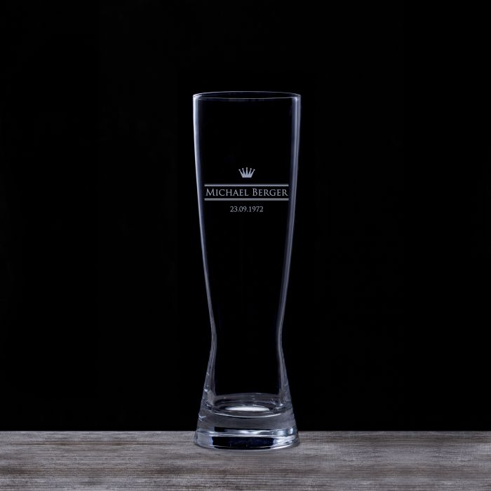 Verre  bire blanche avec gravure - royal 