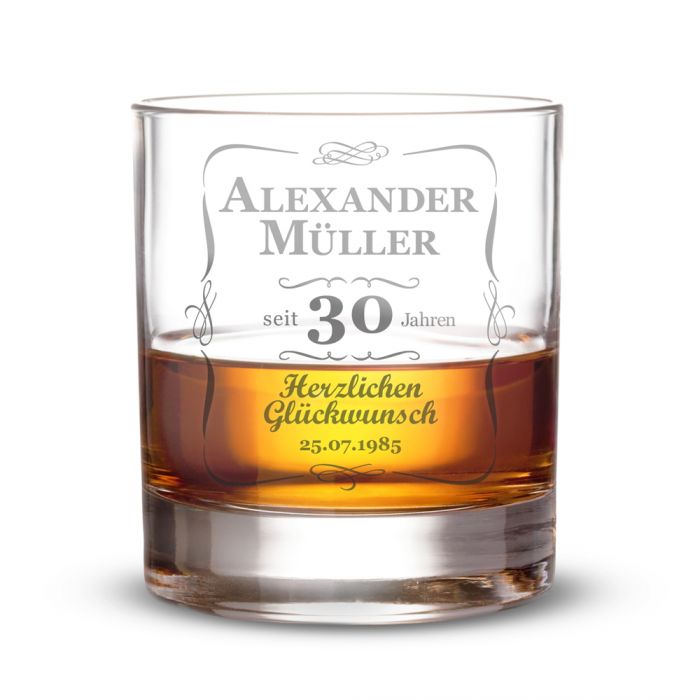 Whiskyglas 30. Geburtstag - klassisch