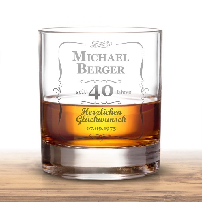 Whiskyglas 40. Geburtstag - klassisch