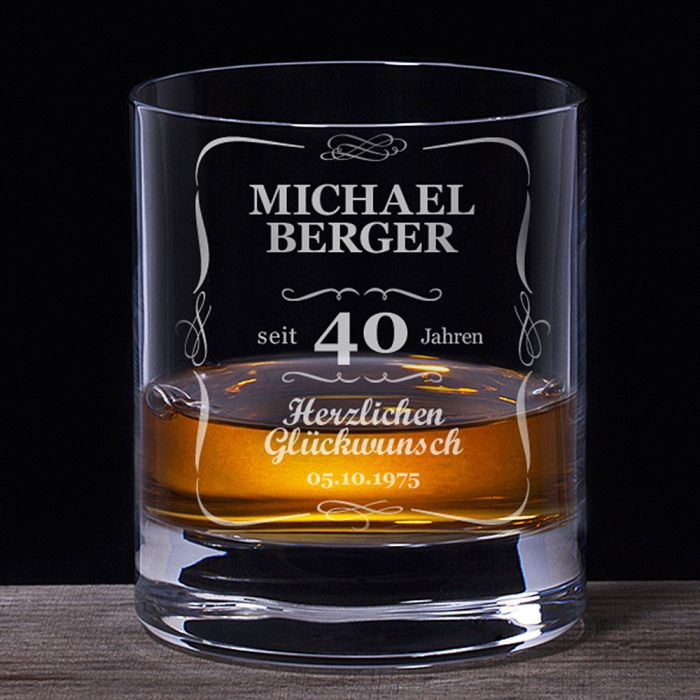 Whiskyglas 40. Geburtstag - klassisch