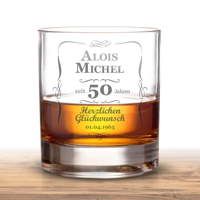 Whiskyglas 50. Geburtstag - klassisch