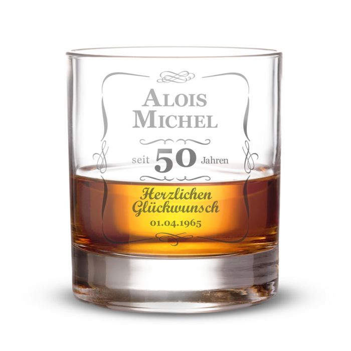 Whiskyglas 50. Geburtstag - klassisch