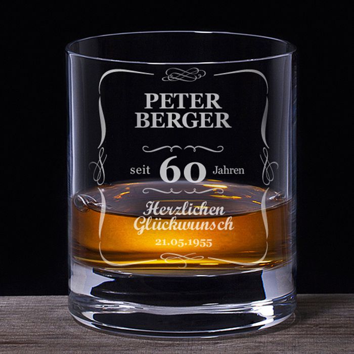 Whiskyglas 60. Geburtstag - klassisch