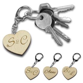 Porte-cl� c�ur en bois � personnalis� 