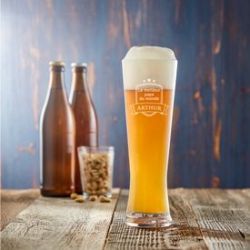 Verre � bi�re blanche avec gravure - Meilleur papa 