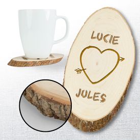 Dessous de plat en bois avec gravure  cur 