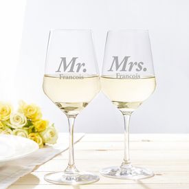 Verres  vin blanc  Mr et Mrs