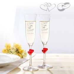 Fl�tes � champagne c�urs pour le mariage