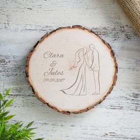 Tranche de tronc d�arbre pour le mariage - silhouette
