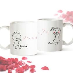 Set de 2 mugs personnalis�s � Couple d�amoureux
