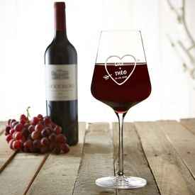 Verre  vin avec gravure  Flche dAmor 