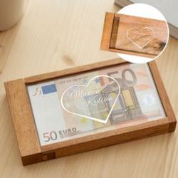 Bo�te cadeau d�argent magique � gravure c�ur 