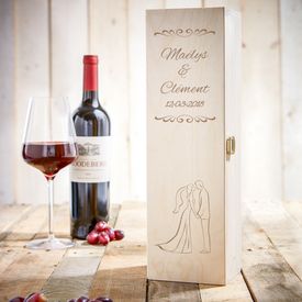 Caisse de vin personnalis�e pour le mariage � silhouette 