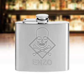 Flachmann mit Gravur - Totenkopf