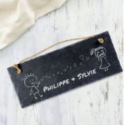 Plaque en ardoise avec gravure� Couple d�amoureux