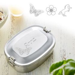 Bo�te repas grav�e en inox pour filles - ronde