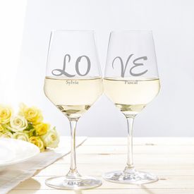 Verres  vin blanc LOVE  Set de 2 