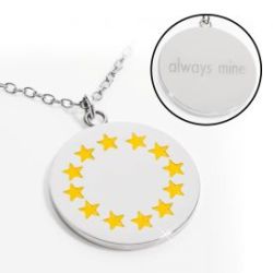 Pendentif rond avec gravure - Couronne d'�toiles