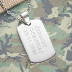 Pendentif dog tag avec gravure pour hommes - Arm�e
