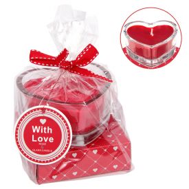 Bougie parfum�e dans verre c�ur - rose