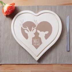 C�ur en bois grav� - Motif cerf