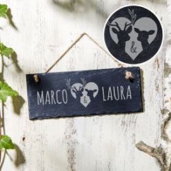 Ardoise avec gravure - Motif cerfs