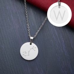 Pendentif rond argent� - Signe astrologique avec initiale