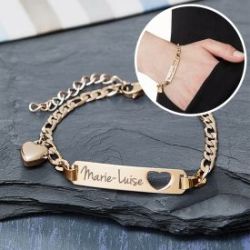 Bracelet avec c�ur poin�onn� or - Gravure du nom