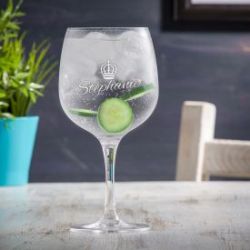 Verre � gin avec gravure - Couronne de reine