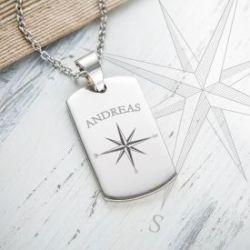 Pendentif army dog tag avec gravure - Rose des vents