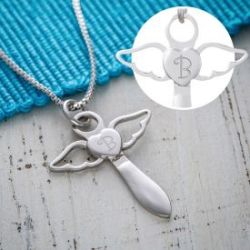 Pendentif c�ur ange - Initiale
