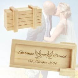 Bo�te QI magique claire � gravure tourtereaux