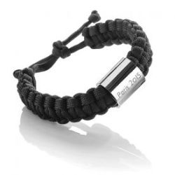 Bracelet grav� en paracorde � noir 