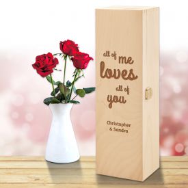 Caisse de vin personnalis�e � message d�amour 